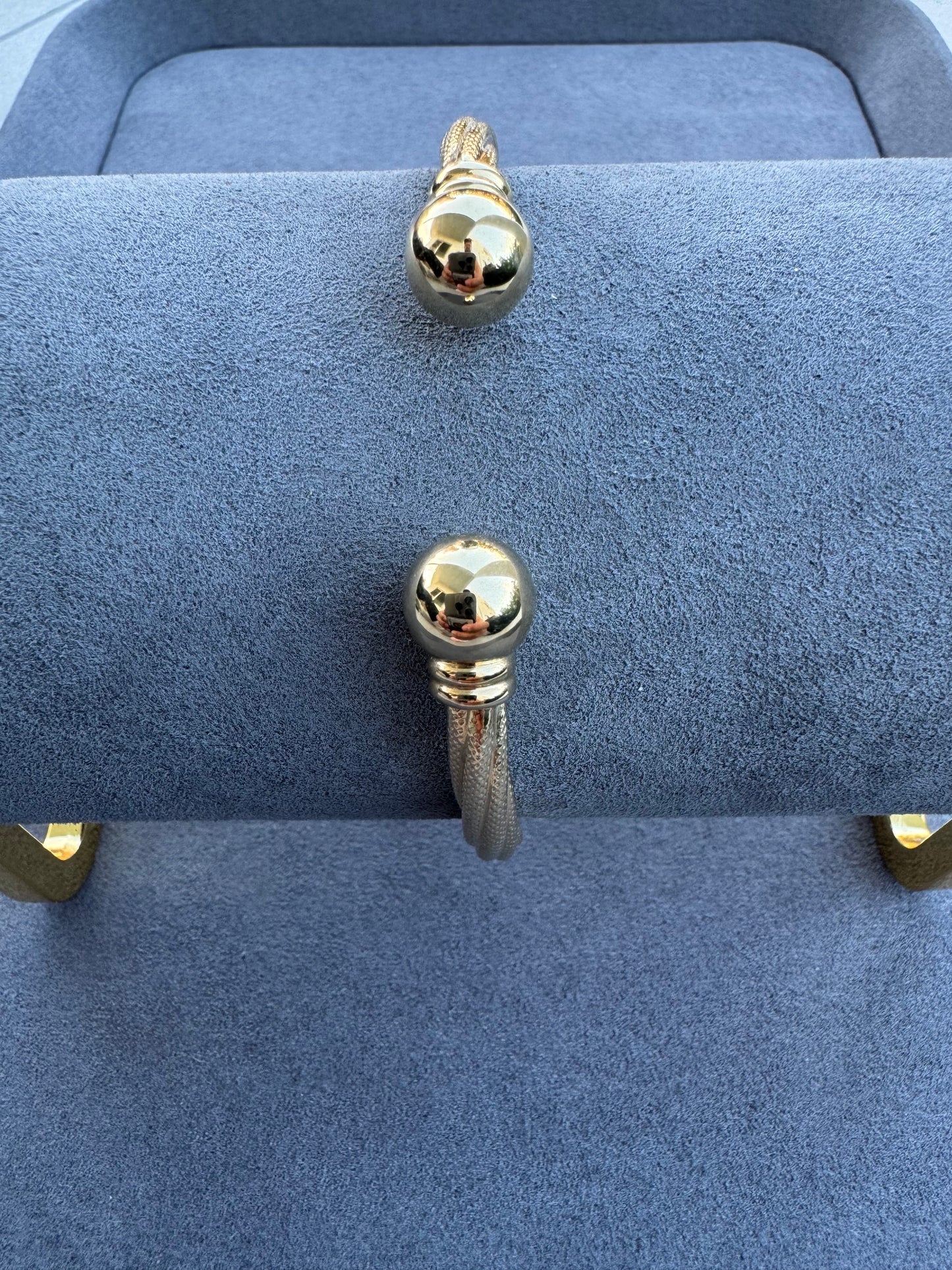 Dual Sphere Cable Bangle 10K