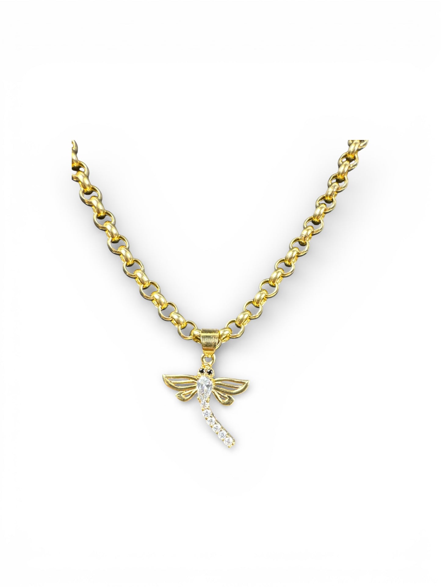 Dragonfly Set 14k with Rolo Chain