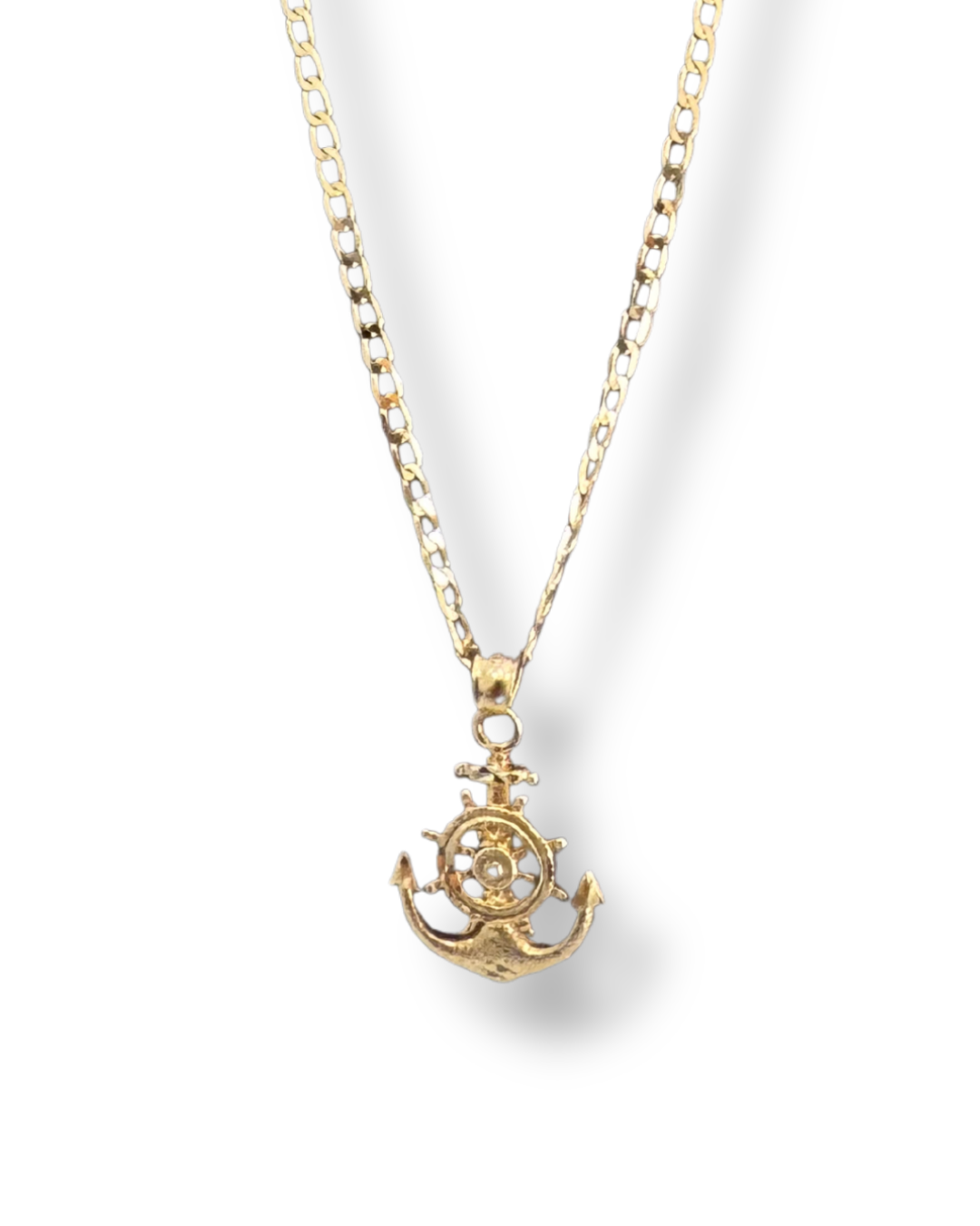 Diamond Cut Chain Necklace with Anchor Pendant