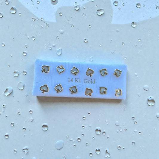 Heart Stud Earrings in 14K Gold