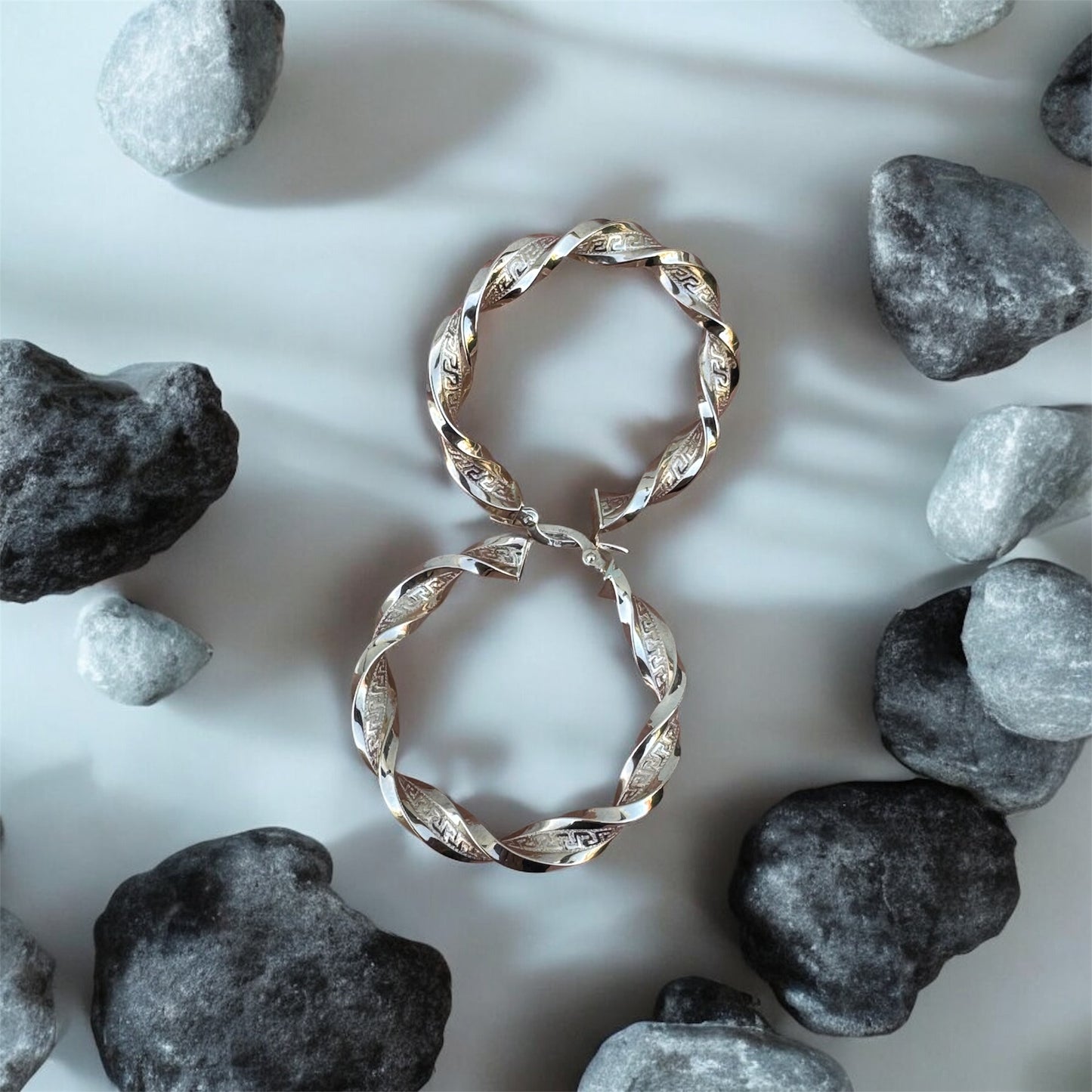 10K Gold Twisted Hoop Earrings