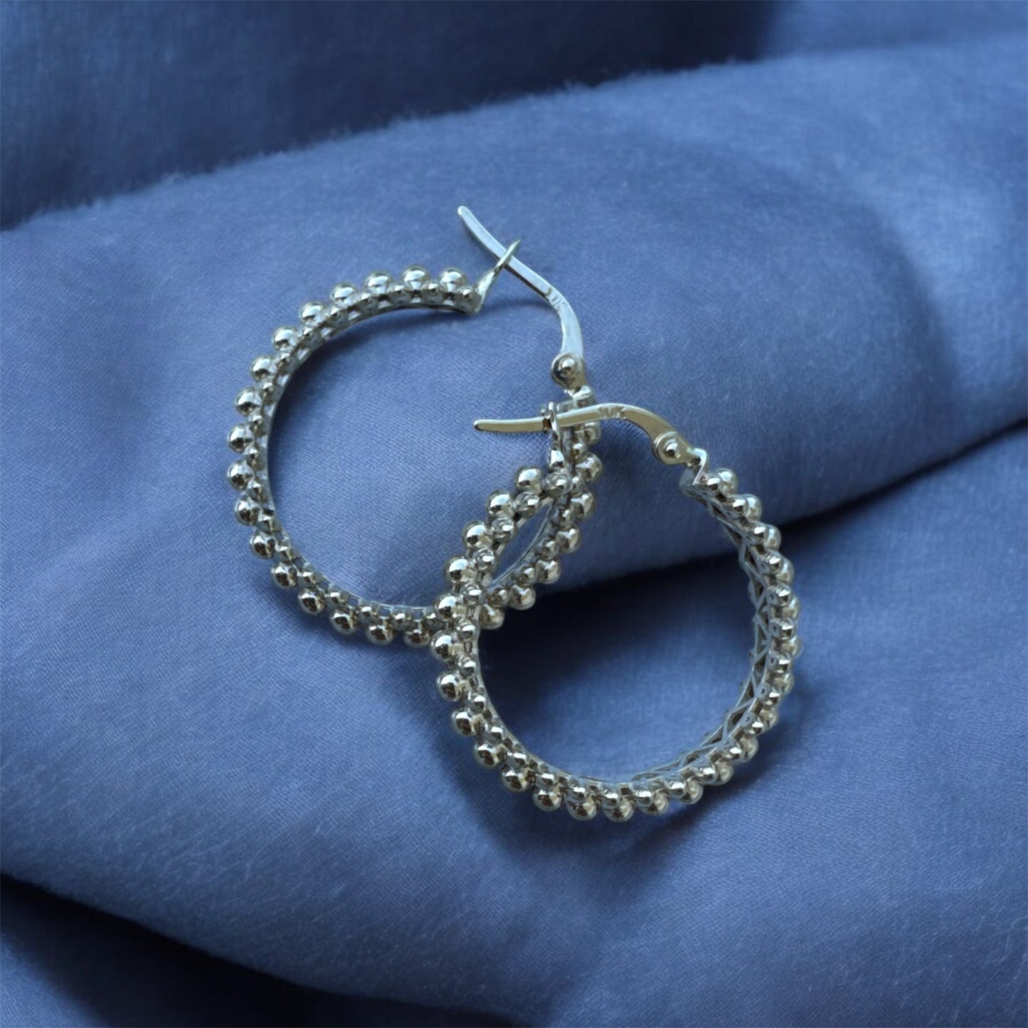 Beaded Hoop Earrings in 10K Gold