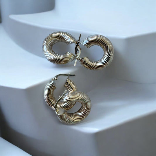 Sculpted Twist Hoop Earrings in 10K Gold