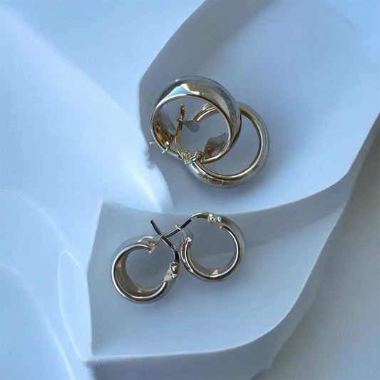 Polished Chunky Hoop Earrings in 10K Gold