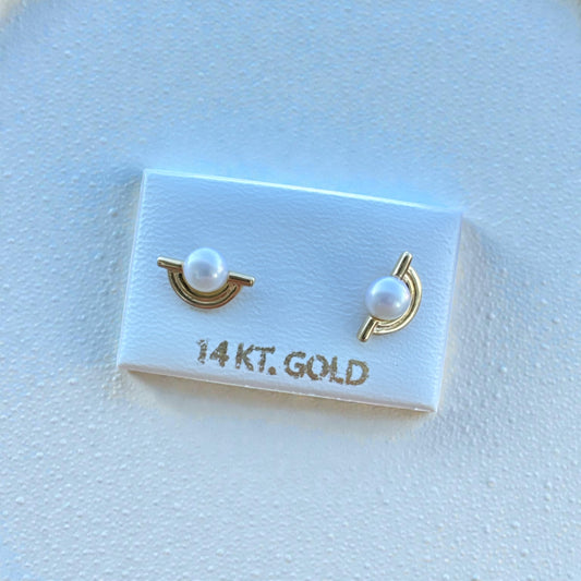 Pearl Arc Earrings in 14K Gold