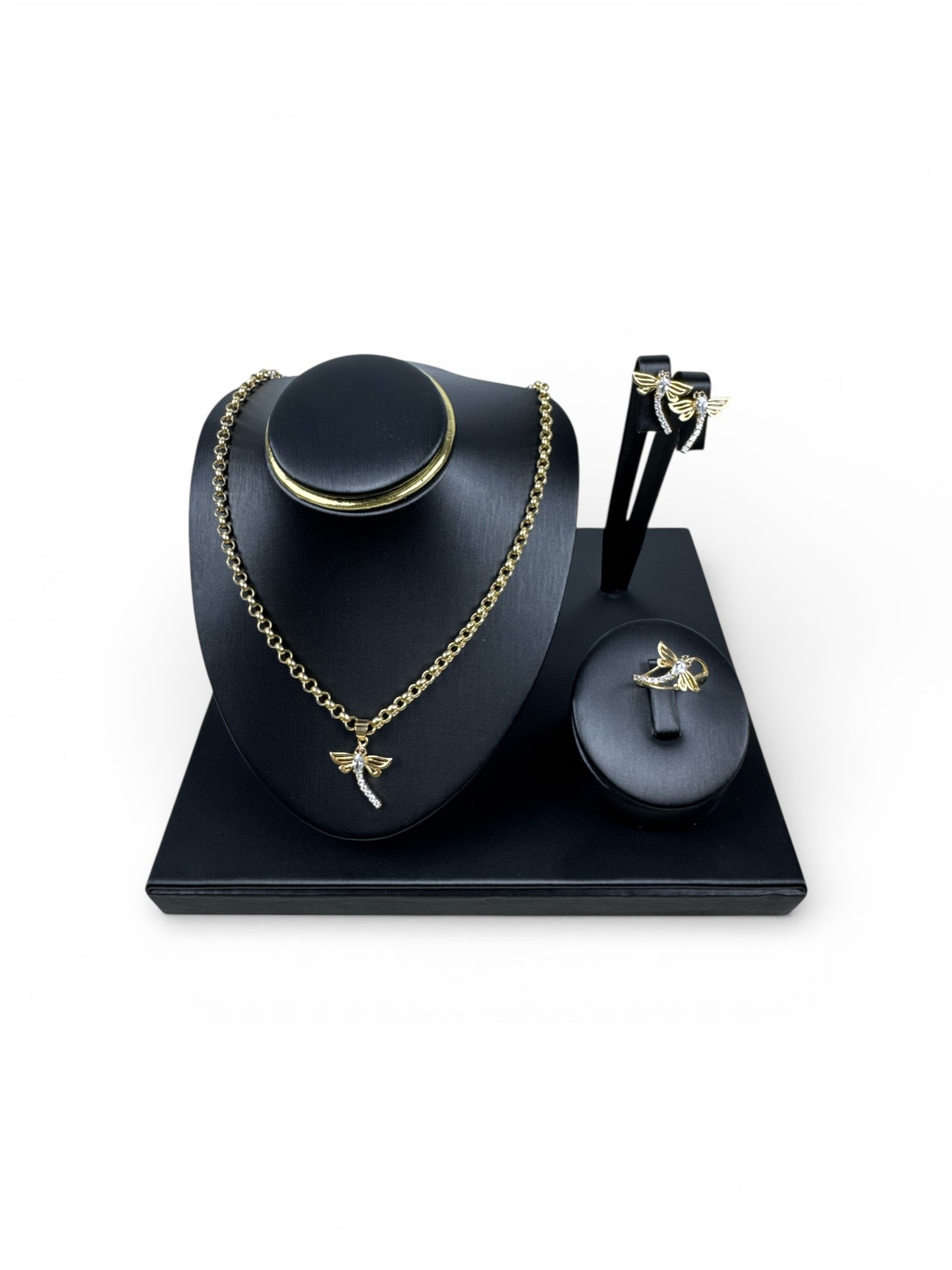 Dragonfly Set 14k with Rolo Chain