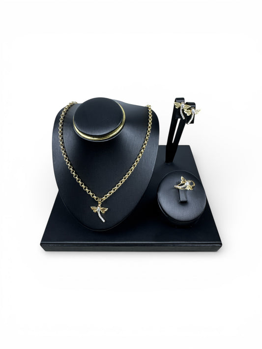 Dragonfly Set 14k with Rolo Chain