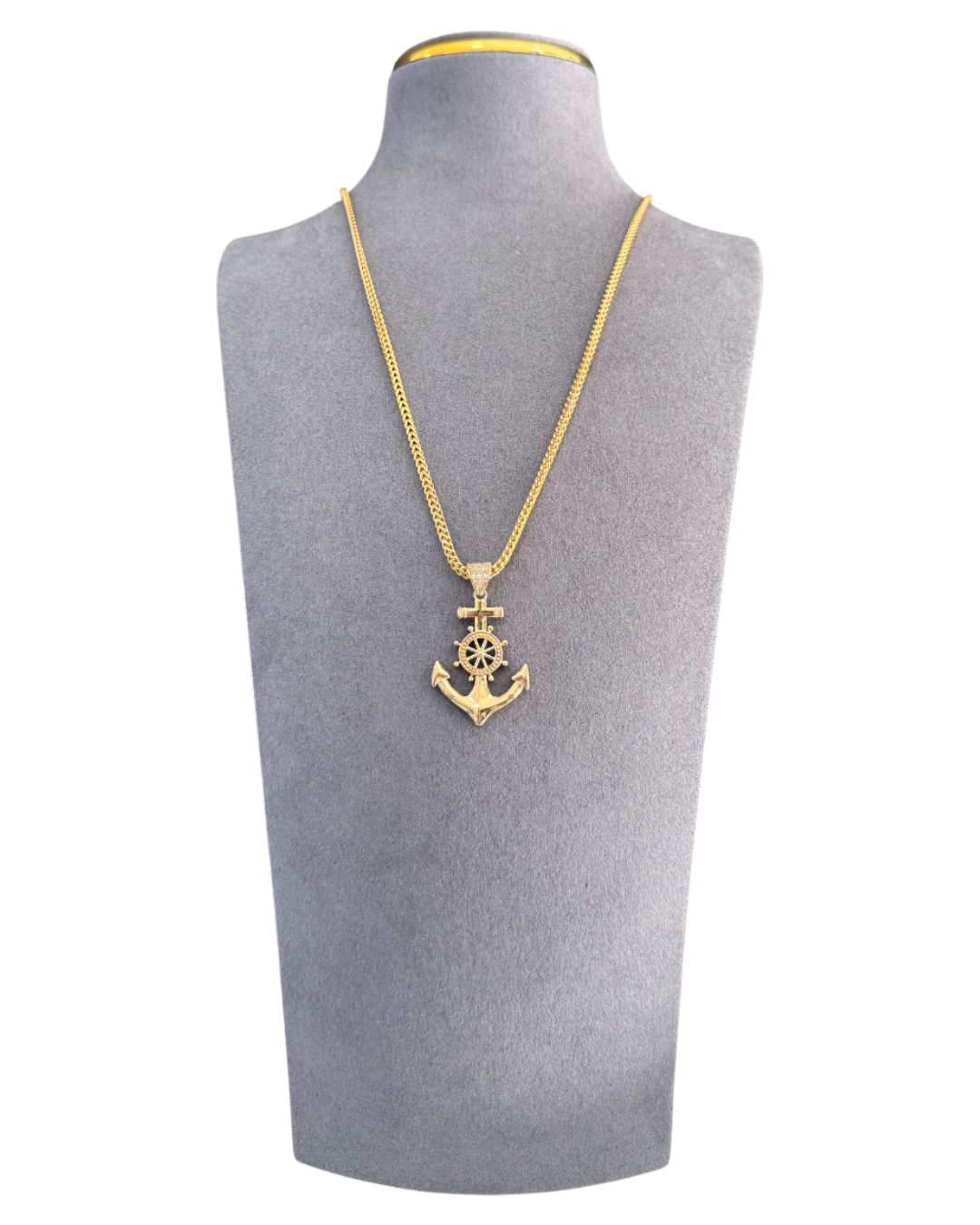 Franco Chain Necklace with Anchor Pendant