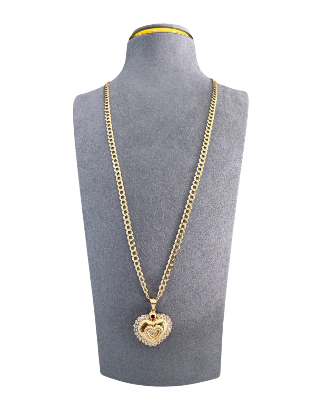 Diamond Cut Chain Necklace with Heart Pendant