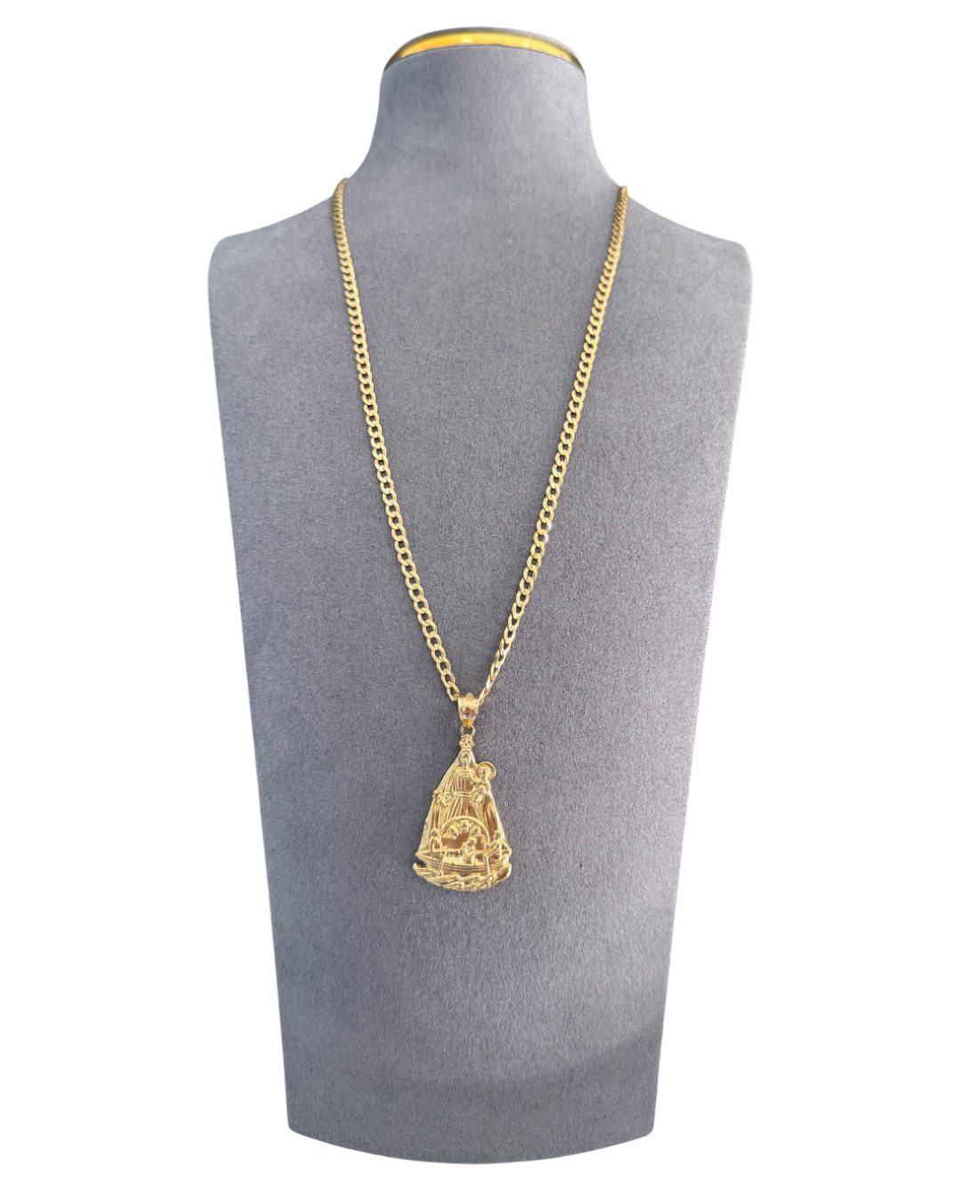 Diamond Cut Chain Necklace with Virgin of Charity Pendant