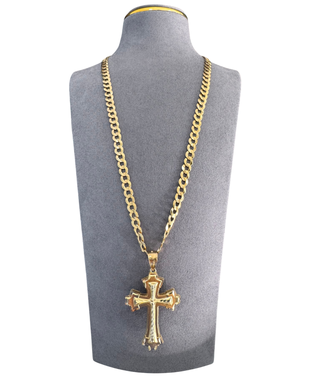 Diamond Cut Chain Necklace with Crucifix Pendant