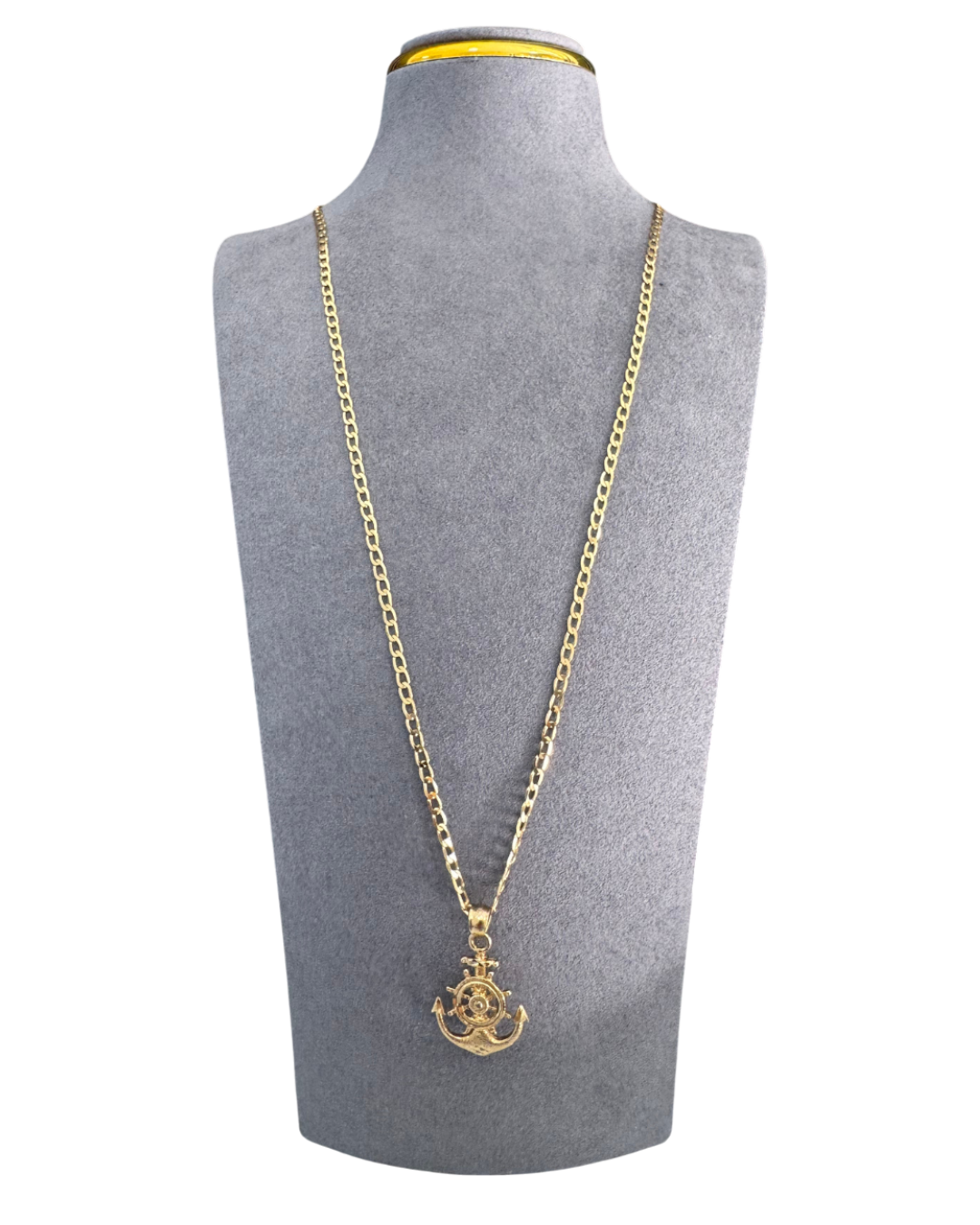 Diamond Cut Chain Necklace with Anchor Pendant