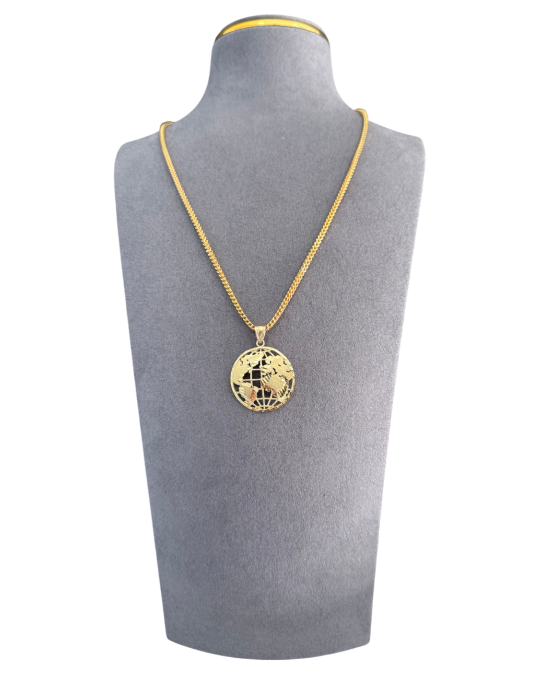 Franco Chain Necklace with World Map Pendant