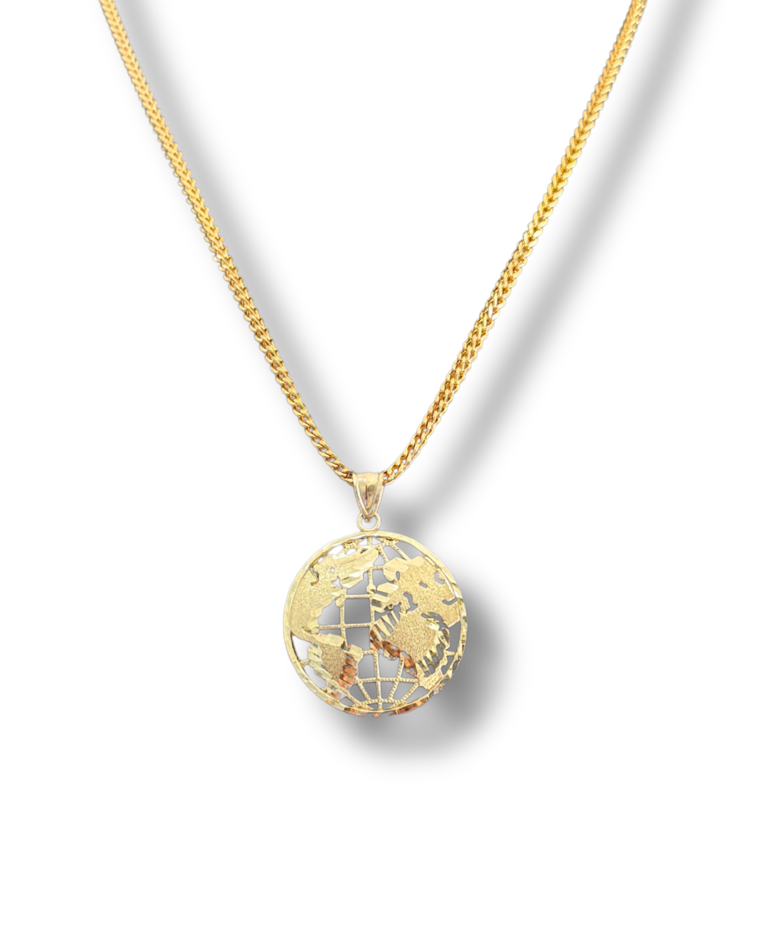Franco Chain Necklace with World Map Pendant