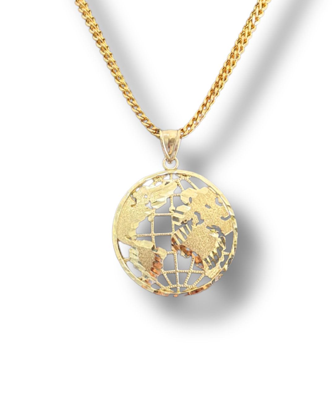 Franco Chain Necklace with World Map Pendant