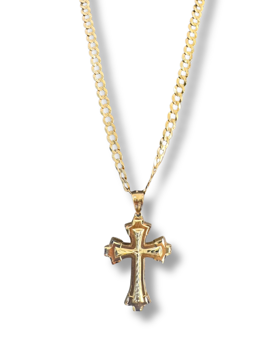 Diamond Cut Chain Necklace with Crucifix Pendant