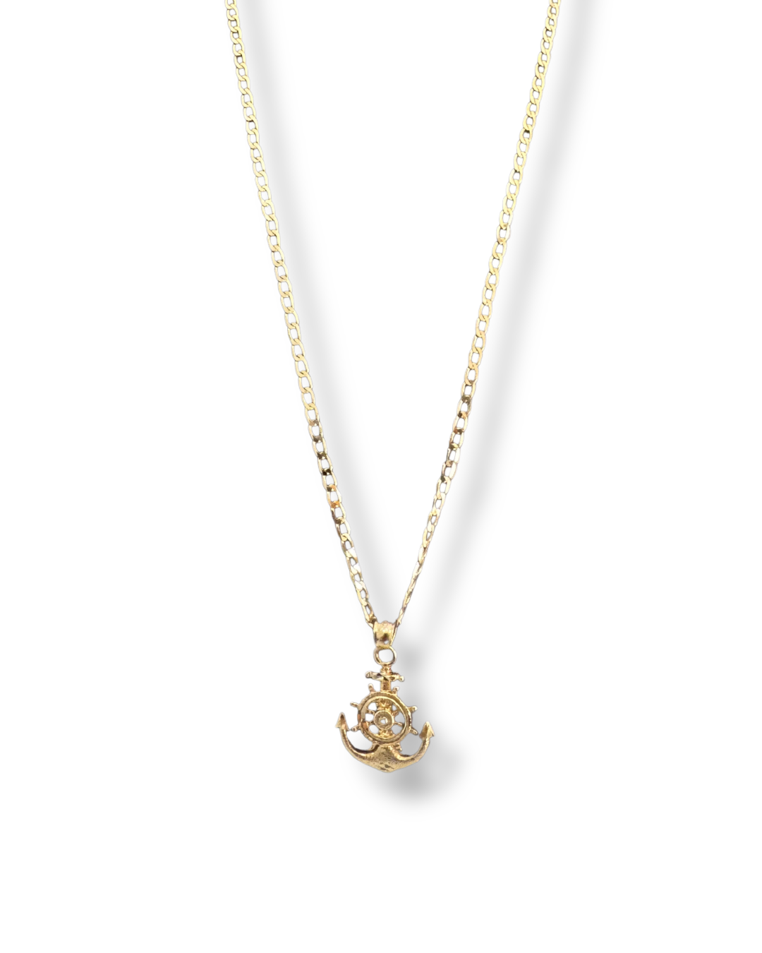 Diamond Cut Chain Necklace with Anchor Pendant